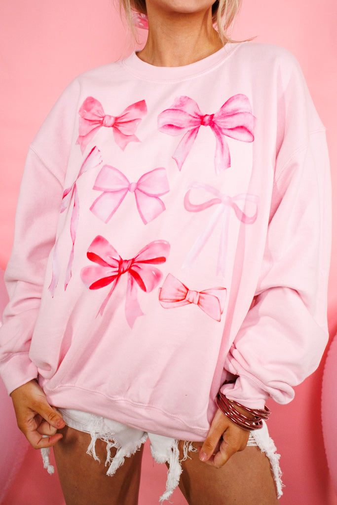 Wrapped With A Bow Sweatshirt, Pink