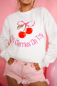 With Cherries On Top Sweatshirt, White