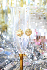 -gold chain with mini disco ball on end  -gold disco ball   -2.5 inches long